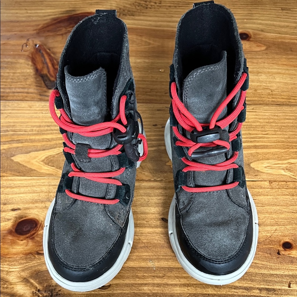 Sorel Kids Boots with Gray and Red Accents